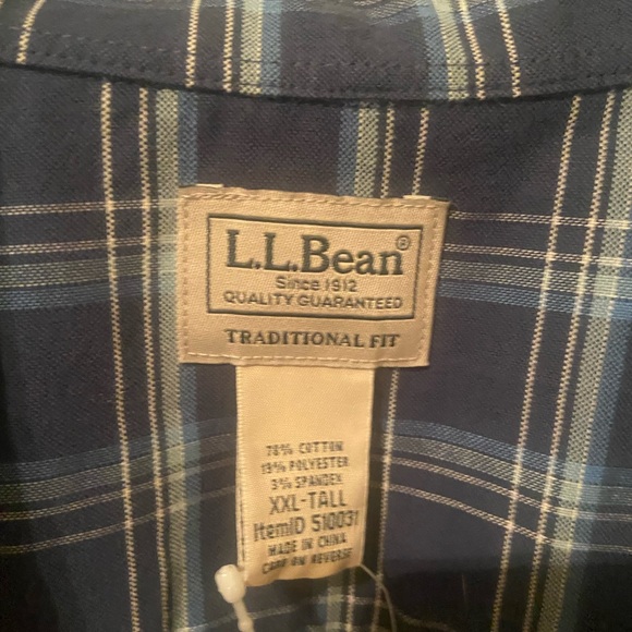 LLBean blue plaid. XXL tall with tags. NBW - Picture 2 of 5